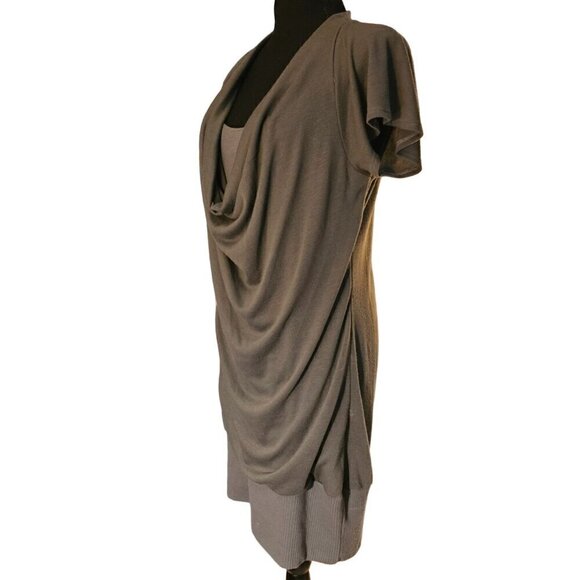 Tempted Gray Jersey Cowl Slip-on Dress. Mock Tank and 5.5in Elastic Bottom Hem L - Picture 3 of 3